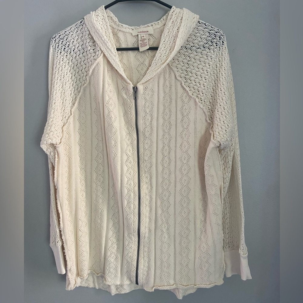 Sundance - cream cotton zip up hoodie